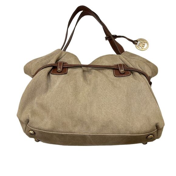Michael Kors Large Tan & Brown Canvas & Leather Multi-Pocket Shoulder Bag - Picture 8 of 16